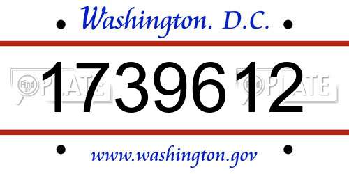 1739612 District Of Columbia License Plate