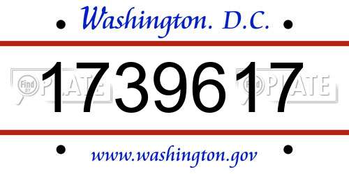 1739617 District Of Columbia License Plate