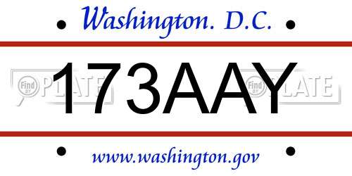 173AAY District Of Columbia License Plate
