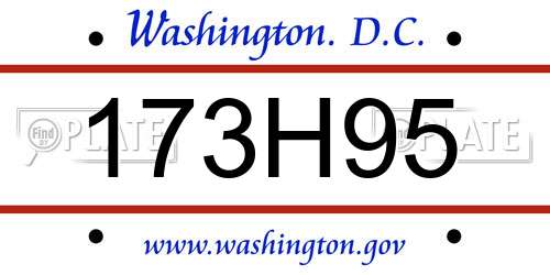 173H95 District Of Columbia License Plate