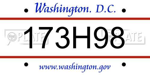 173H98 District Of Columbia License Plate