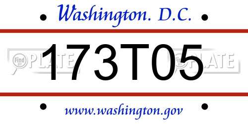173T05 District Of Columbia License Plate