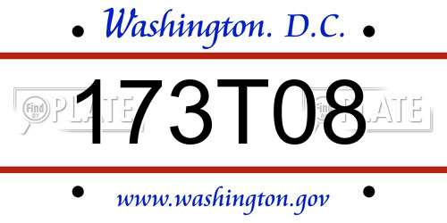 173T08 District Of Columbia License Plate