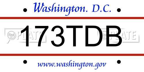 173TDB District Of Columbia License Plate