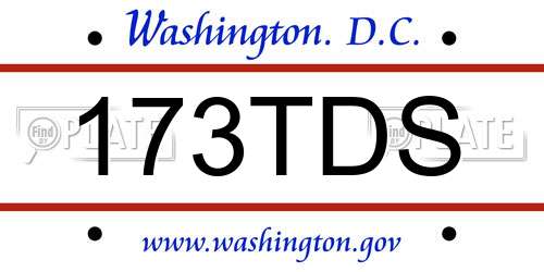 173TDS District Of Columbia License Plate