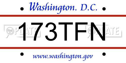 173TFN District Of Columbia License Plate
