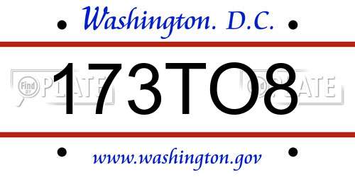 173TO8 District Of Columbia License Plate