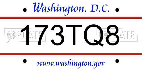 173TQ8 District Of Columbia License Plate