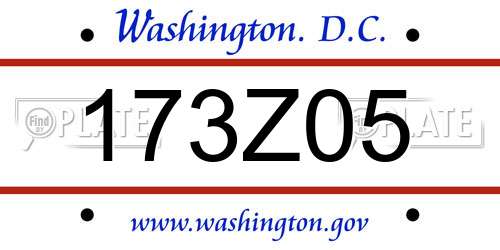 173Z05 District Of Columbia License Plate