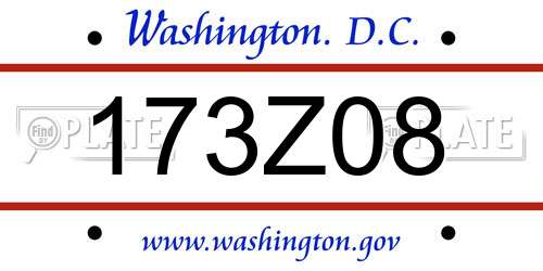 173Z08 District Of Columbia License Plate