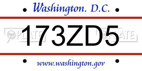 173ZD5 District Of Columbia License Plate