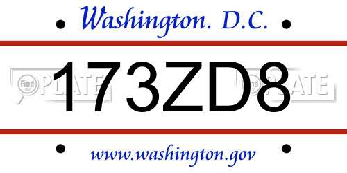 173ZD8 District Of Columbia License Plate