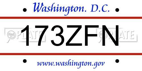 173ZFN District Of Columbia License Plate