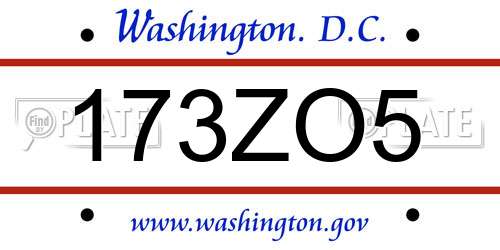 173ZO5 District Of Columbia License Plate
