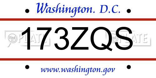 173ZQS District Of Columbia License Plate
