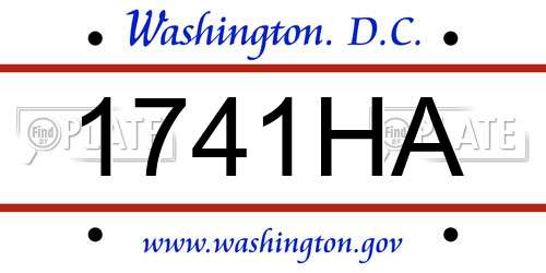 1741HA District Of Columbia License Plate