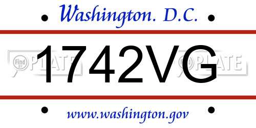 1742VG District Of Columbia License Plate