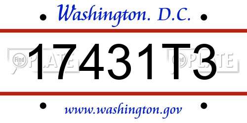 17431T3 District Of Columbia License Plate
