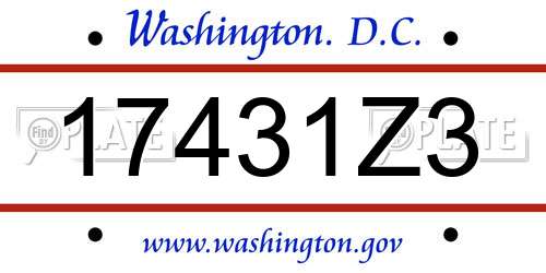 17431Z3 District Of Columbia License Plate