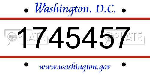 1745457 District Of Columbia License Plate