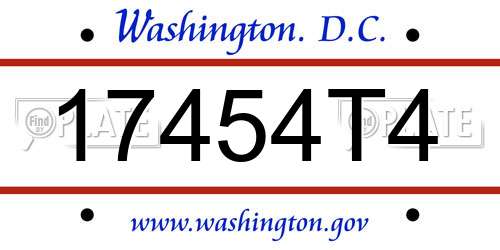 17454T4 District Of Columbia License Plate