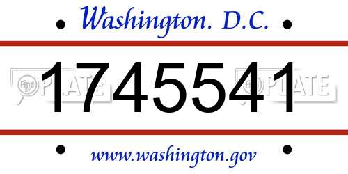 1745541 District Of Columbia License Plate