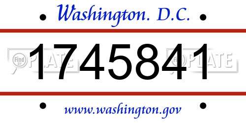 1745841 District Of Columbia License Plate
