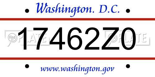 17462Z0 District Of Columbia License Plate