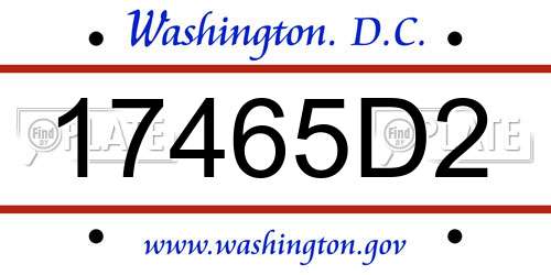 17465D2 District Of Columbia License Plate