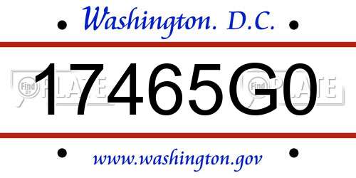 17465G0 District Of Columbia License Plate