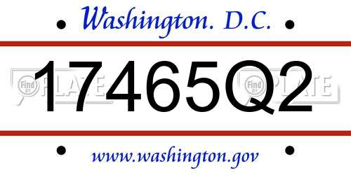 17465Q2 District Of Columbia License Plate