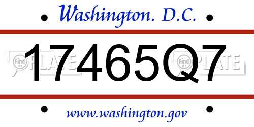 17465Q7 District Of Columbia License Plate