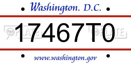 17467T0 District Of Columbia License Plate