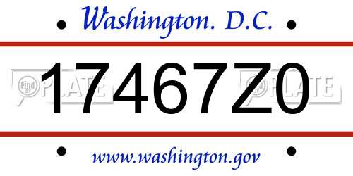 17467Z0 District Of Columbia License Plate
