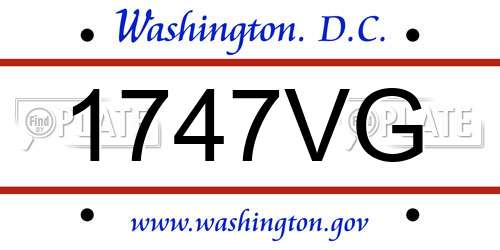 1747VG District Of Columbia License Plate