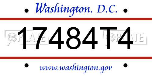 17484T4 District Of Columbia License Plate