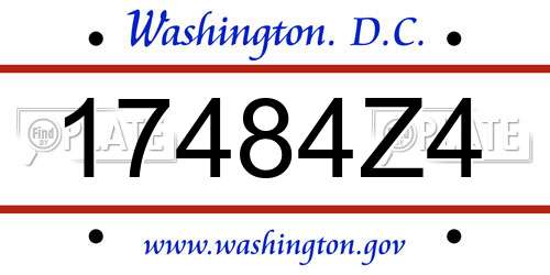 17484Z4 District Of Columbia License Plate