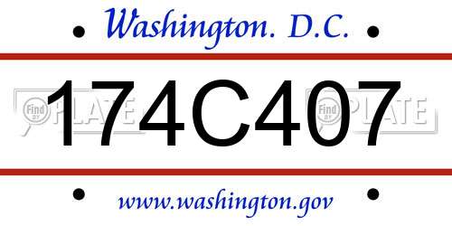 174C407 District Of Columbia License Plate