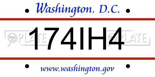 174IH4 District Of Columbia License Plate