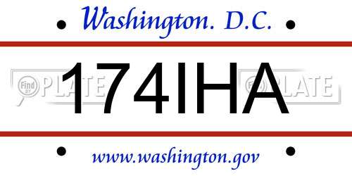 174IHA District Of Columbia License Plate