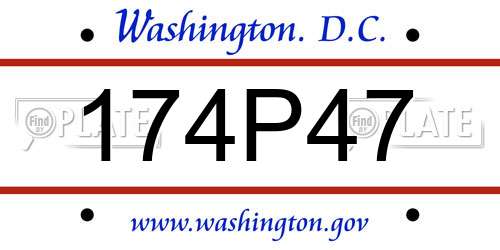 174P47 District Of Columbia License Plate