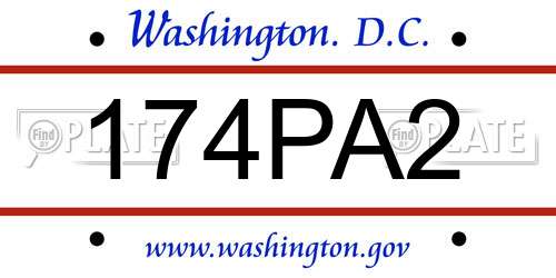 174PA2 District Of Columbia License Plate