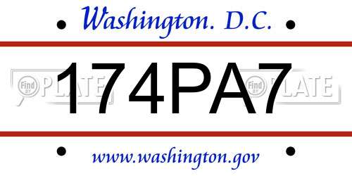 174PA7 District Of Columbia License Plate