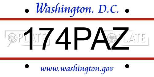 174PAZ District Of Columbia License Plate