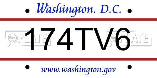 174TV6 District Of Columbia License Plate