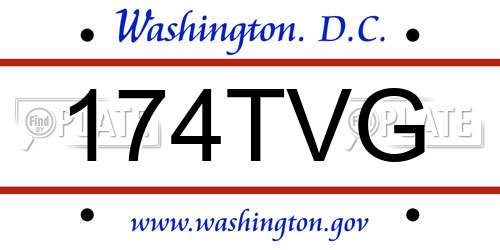 174TVG District Of Columbia License Plate