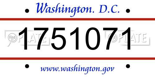 1751071 District Of Columbia License Plate