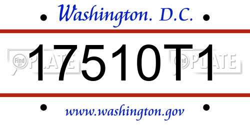 17510T1 District Of Columbia License Plate