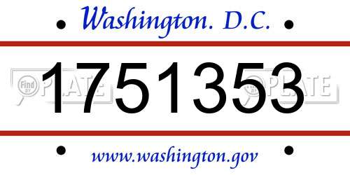 1751353 District Of Columbia License Plate