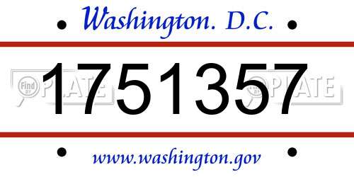 1751357 District Of Columbia License Plate